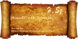 Huszárik Szonja névjegykártya